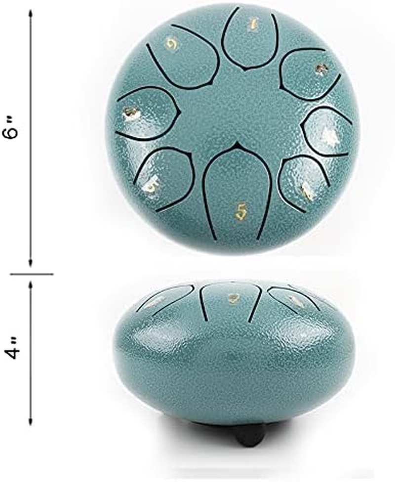 8 Notes Steel Tongue Drum 6 Inch Travel Bag and Mallets,Tank Drum Chakra Drum,Percussion Hand Drum Instrument