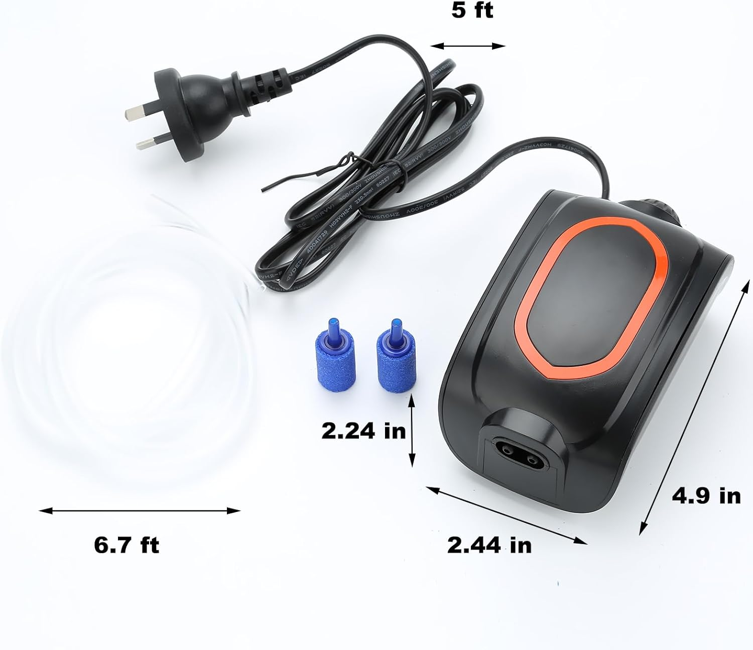 Aquarium Air Pump, 2 * 3L/Min Adjustable Powerful Fish Tank Air Pump, Quiet Fish Tank Oxygen Aerator Pump with Accessories for 1-125 Gallon Tanks image number 2