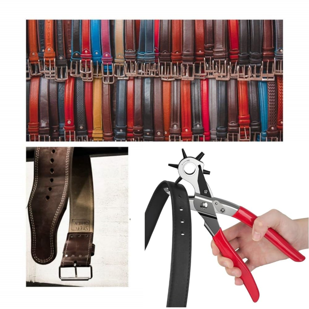 Fabselection 1PCS 2-4.5Mm Revolving Leather Belt Eyelet Hole Punch Puncher Plier Craft Tool for Belts, Shoes, Cards - Carbon Steel image number 2