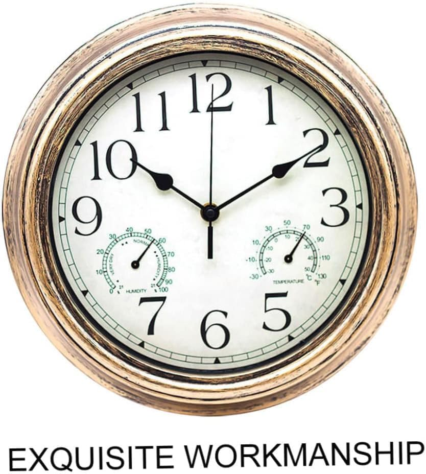 Greenhouse Thermometer,Garden Thermometer, Decorative round Clock Battery Operated Wall Clocks with Thermometer Hygrometer Style2 (No Battery) image number 2