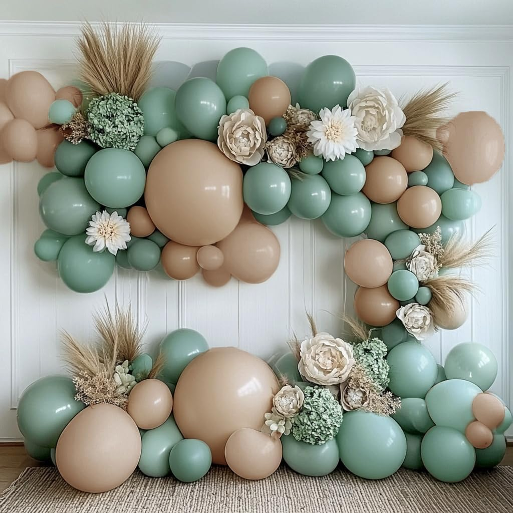 Luxurparty Double Stuffed Nude Beige Balloon Garland Apricot Brown Balloons Latex Arch Kit for Boho Baby Shower Jungle Theme Woodland Teddy Bear Birthday Party Decorations 18In 12In 5In image number 5