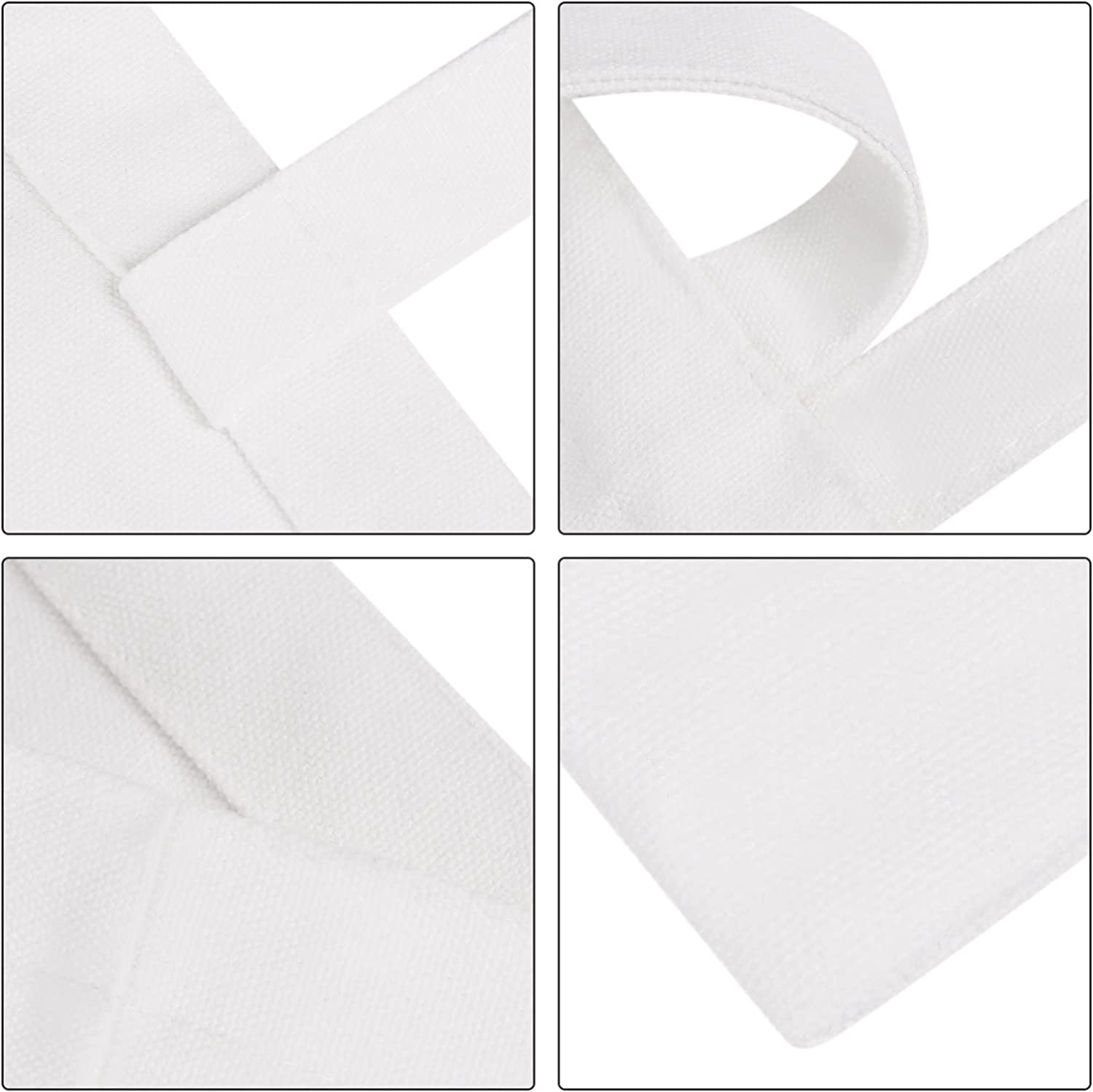 8 Pieces Craft Canvas Bag Sublimation Polyester Screen Printing Blank Canvas Tote Bag Reusable Grocery Bags Durable Bag for Creative DIY Funs, Crafting and Embroidering（Creamy White） image number 2