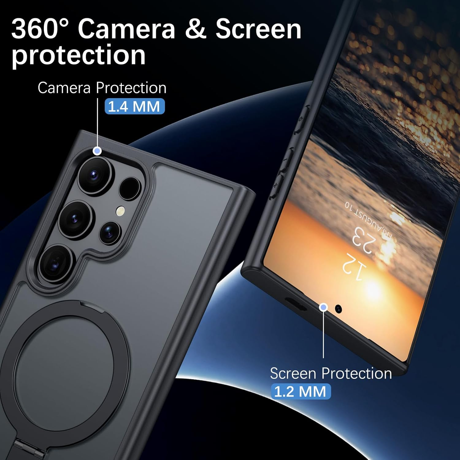 Telaso Case for Samsung S24 Ultra, Magnetic Translucent with Built-In Stash Stand Cover Compatible with Magsafe Shockproof Protective Phone Case with Hard Back TPU Cover for Samsung S24 Ultra, Black image number 6