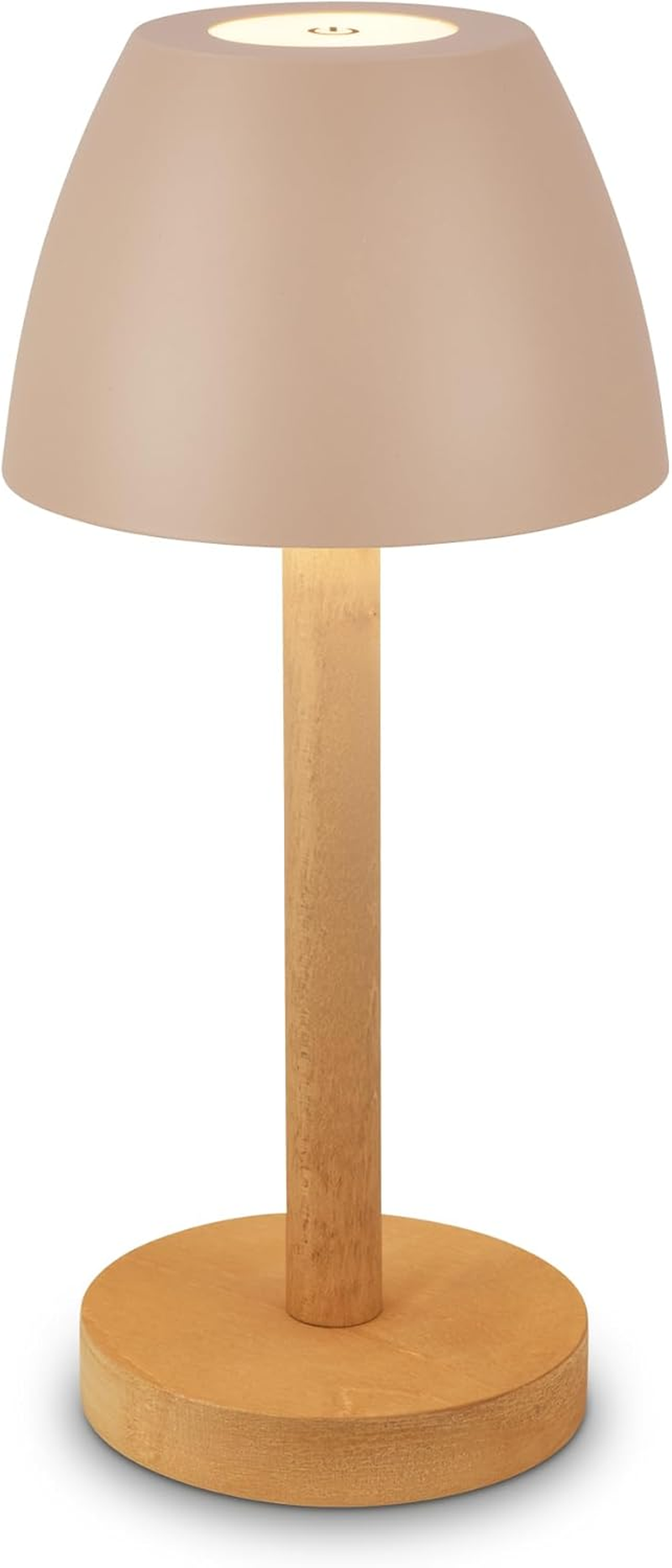 BRILONER - LED Table Lamp Wireless IP44 with Touch, Dimmable, Battery Replaceable, Bedside Lamp, Reading Lamp, LED Lamp, Camping Lamp, Table Lamp, Battery Lamp, Outdoor Lamp, 13.5 X 30 Cm, Beige Wood image number 4