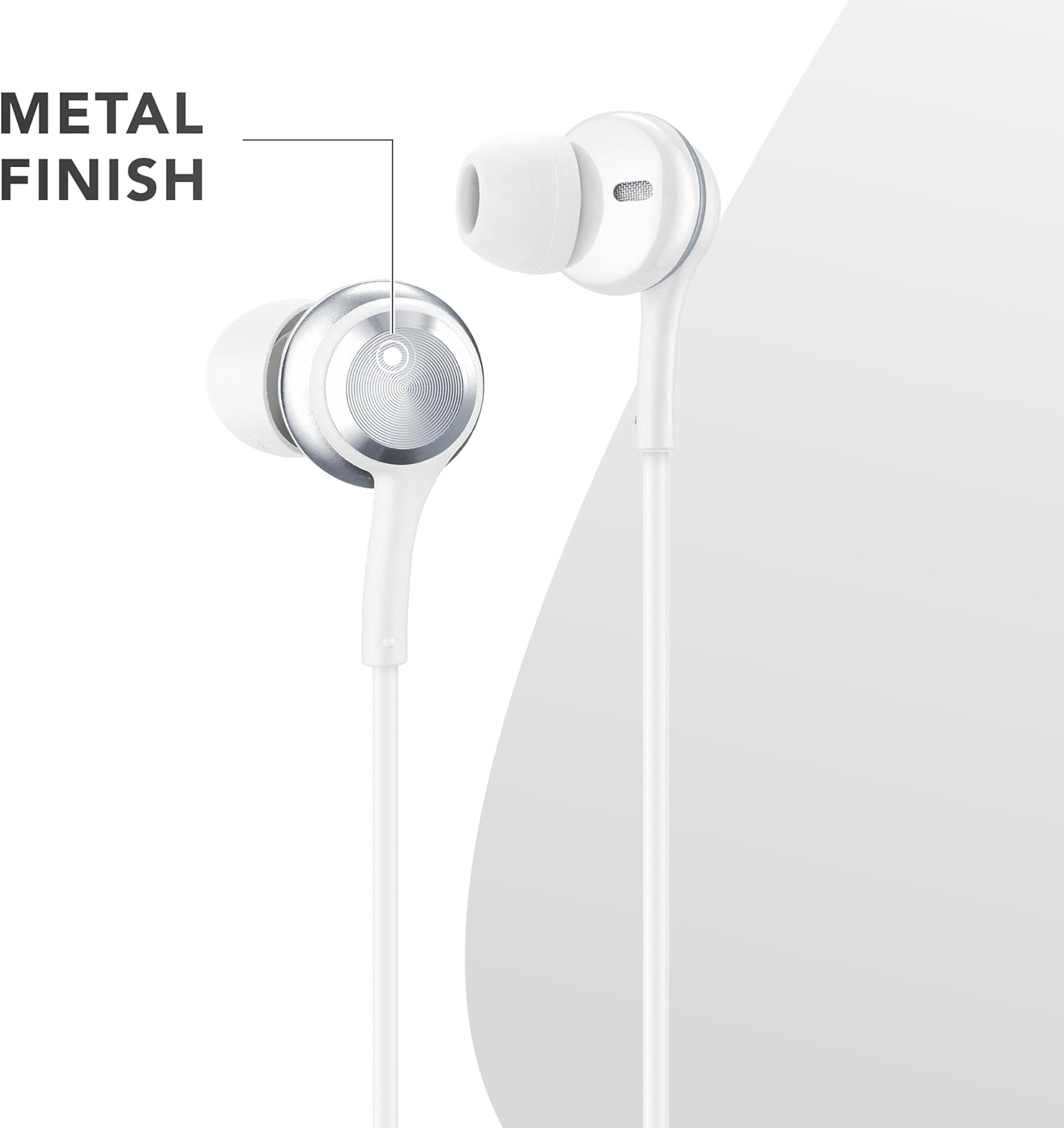 Music Sound - In-Ear Headphones - Wired Headphones with Microphone - USB-C Compatibility - Metallic Details - White image number 2