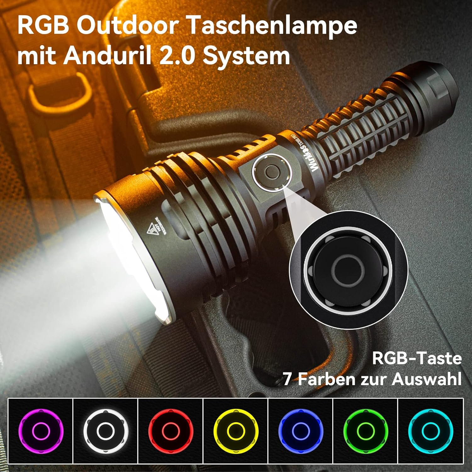 Wurkkos TS30S PRO Flashlights, Super Bright, Rechargeable LED Torch, 6000 Lumens, SBT90.2 LED, Tactical Torch with Anduril 2.0 UI, IP68 Waterproof, 1086M Range for Camping, Hiking image number 4