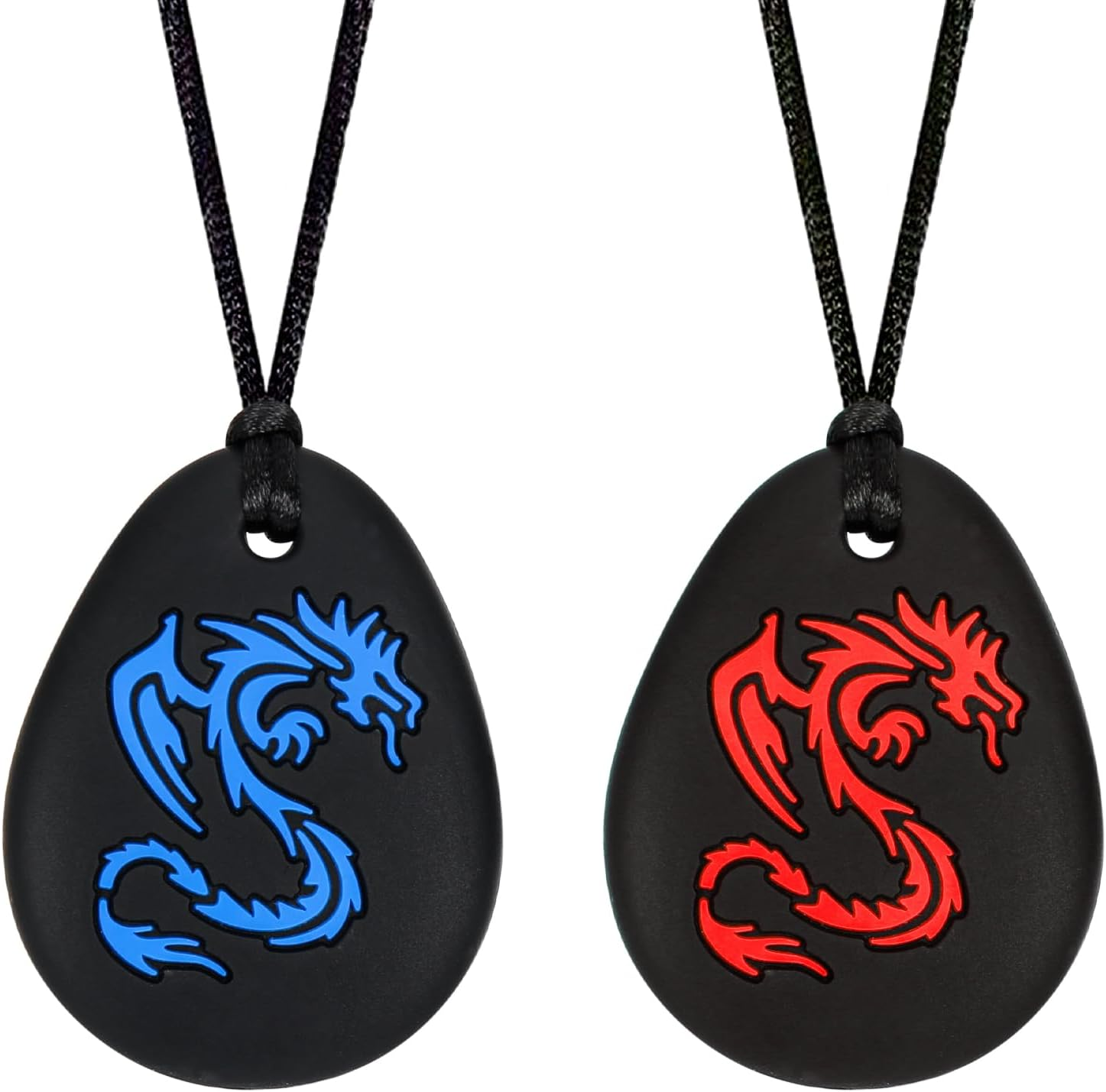 Chew Necklace for Sensory Kids & Adults | 2-Pack Dinosaur Designs | Safe Silicone Chew Toys for Autism, ADHD, SPD | Durable & Easy to Clean image number 1