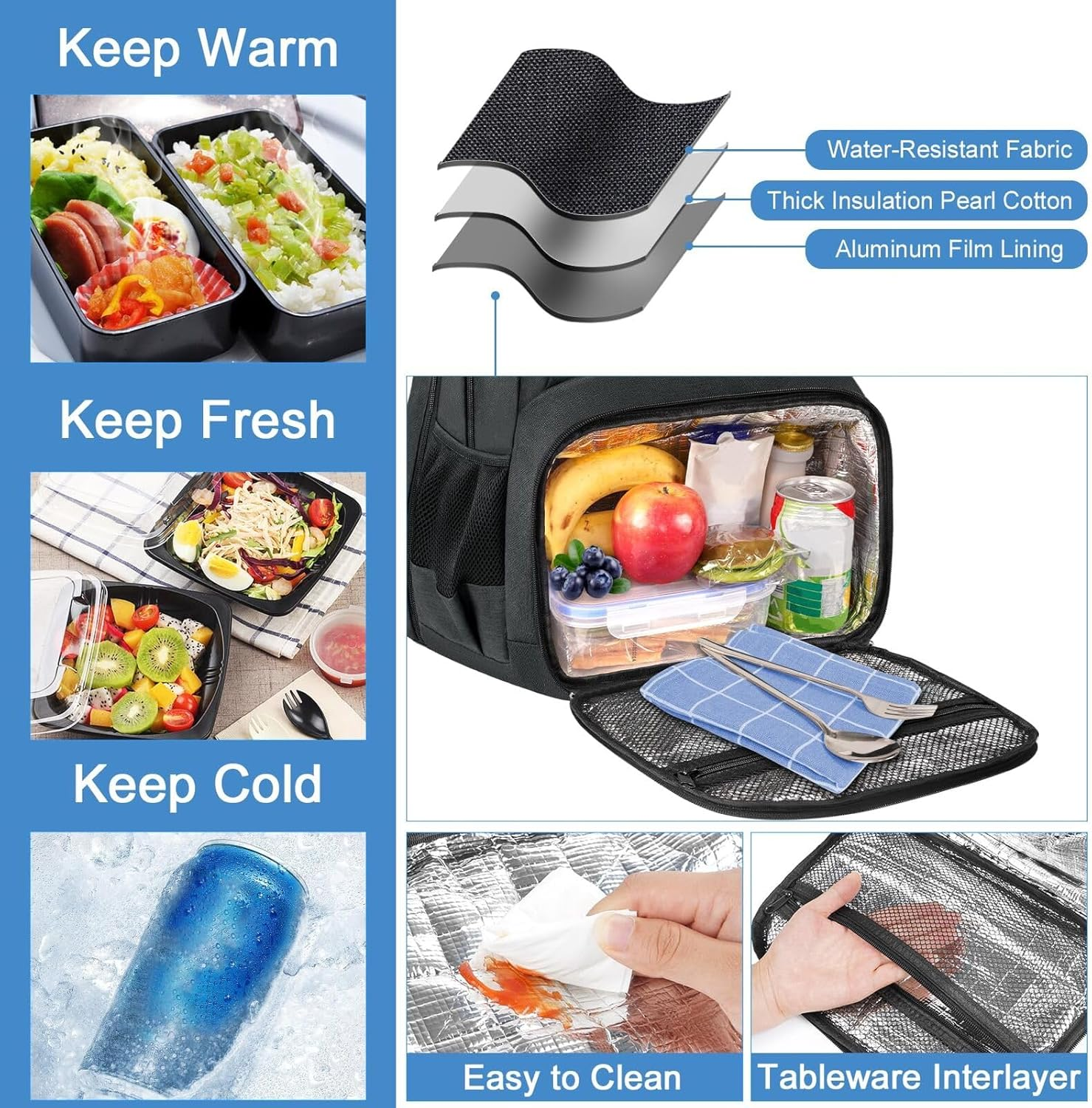 MATEIN 17 Inch Laptop Backpack, TSA Large Travel Backpack with Lunch Box, Anti-Theft Work Business Carry on with USB Port, Water Resistant Sturdy College Computer Backpack for Men Women image number 5