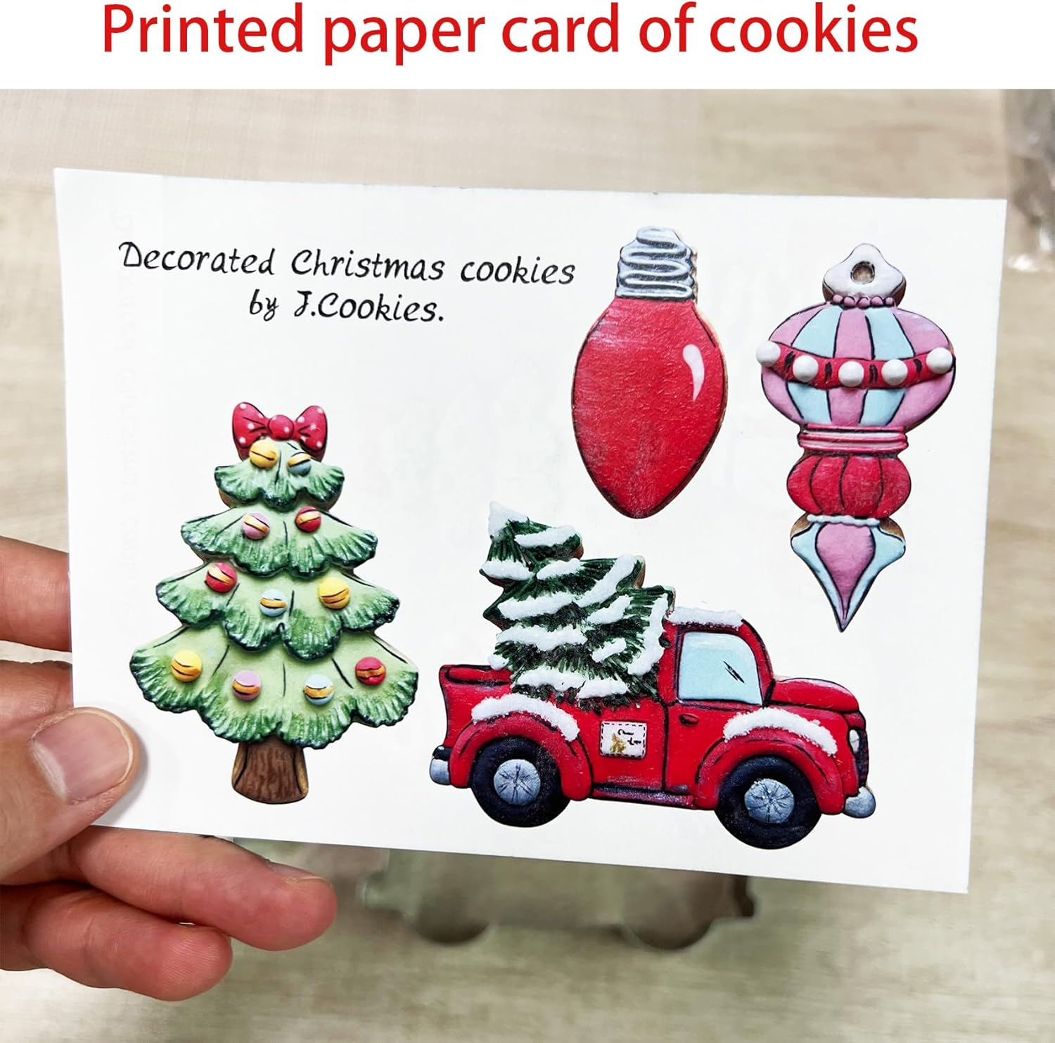 LILIAO Christmas Cookie Cutter Set, 4-Pc, Pickup Truck with Christmas Tree, Christmas Tree, Light Bulb and Christmas Ornament Biscuit Fondant Cutters, Stainless Steel image number 4