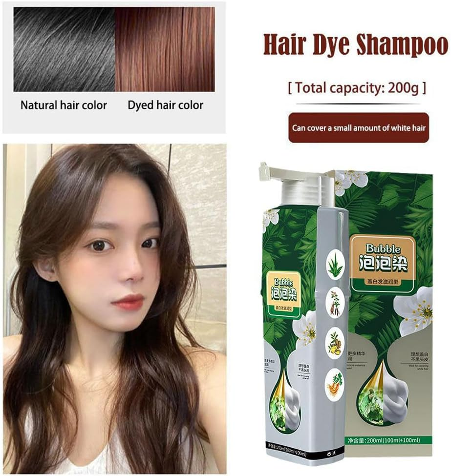 Plant Bubble Hair Dye Shampoo,Lazy Bubble Hair Dye,Instant Plant Bubble Natural Hair Dye Shampoo,Pure Plant Extract for Grey Hair Color Bubble Dye image number 5