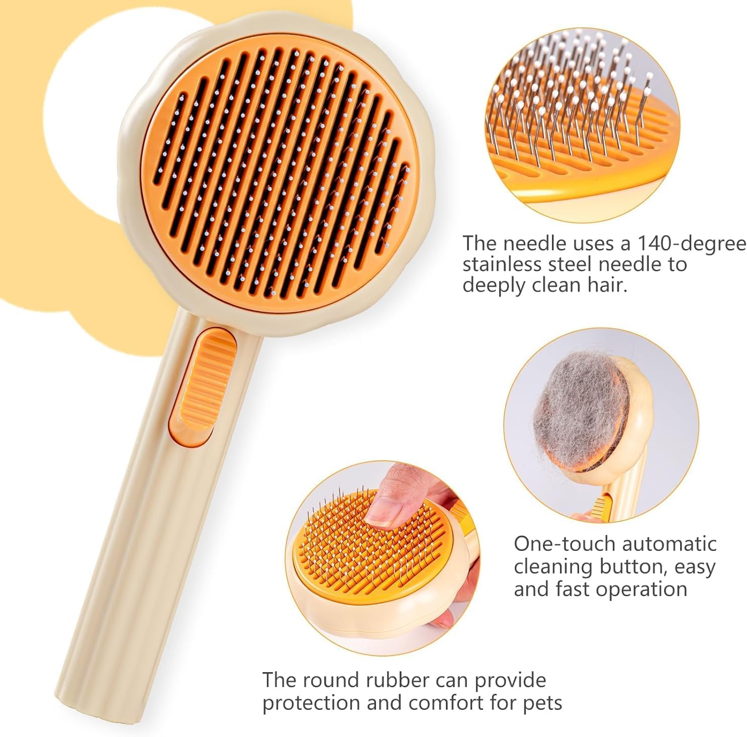 Cat Brush, Dog Brush for Shedding with Release Button, Self Cleaning Cat Comb Hair Brush for Indoor Cats, Dog Deshedding Brush Grooming Kit, Pet Supplies Hair Remover Tool image number 5