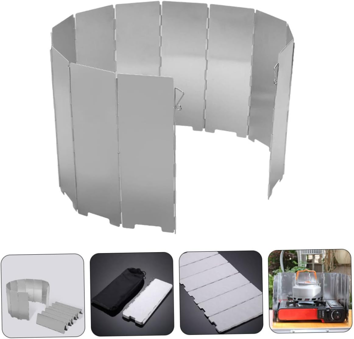 BESPORTBLE Foldable Aluminum Camping Stove Wind Shield 12 Plates with Drawstring Bag High Heat Resistant Windscreen for Outdoor Cooking Picnic BBQ and Hiking image number 6