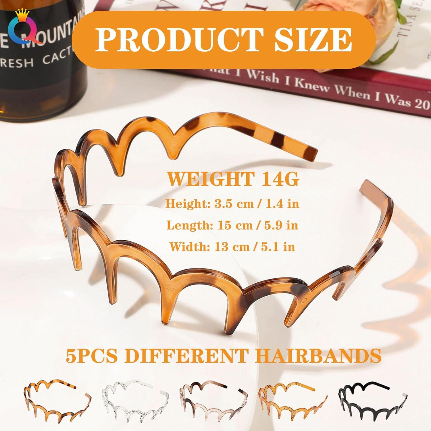 Headband & Hair Band Set, U-Shape High Cranium Head Bands with Wavy Teeth Design, Vintage Style Hairbands for Women - 5 Pieces image number 1