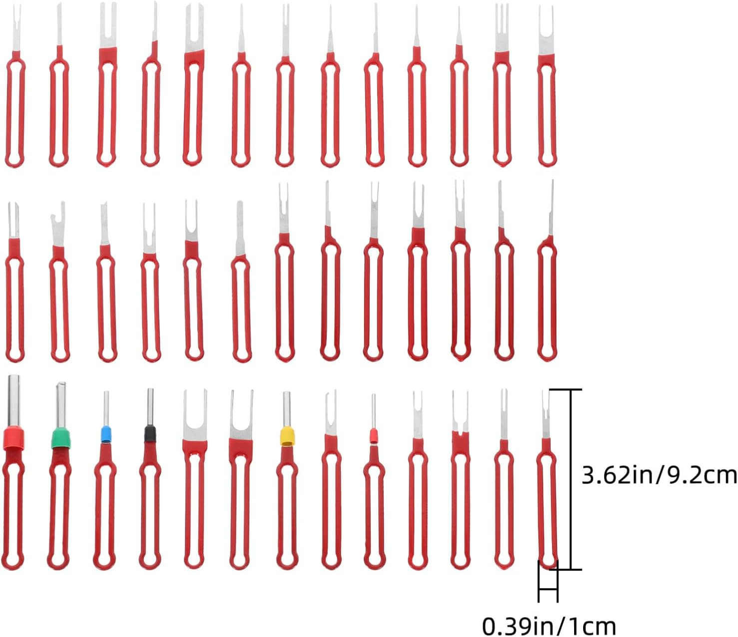 ELAYARD 39Pcs Car Terminal, Electrical Terminal Ejector Set 0.8-6.2Mm, Red Flat Push Tool for Wire Harness, Mechanics Electrical System Repair image number 3