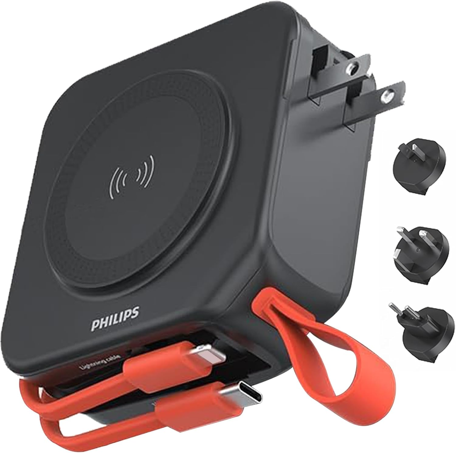 PHILIPS Power Bank Wireless 10000Mah 22.5W Powerbank Built-In Cable 10 in 1 Portable Battery Pack, Magnetic Universal Travel Fast Charging Adapter (UK,EU,AU) Compatible with Magsafe Iphone 17 Air Mblk - 15000Mah Pink image number 5