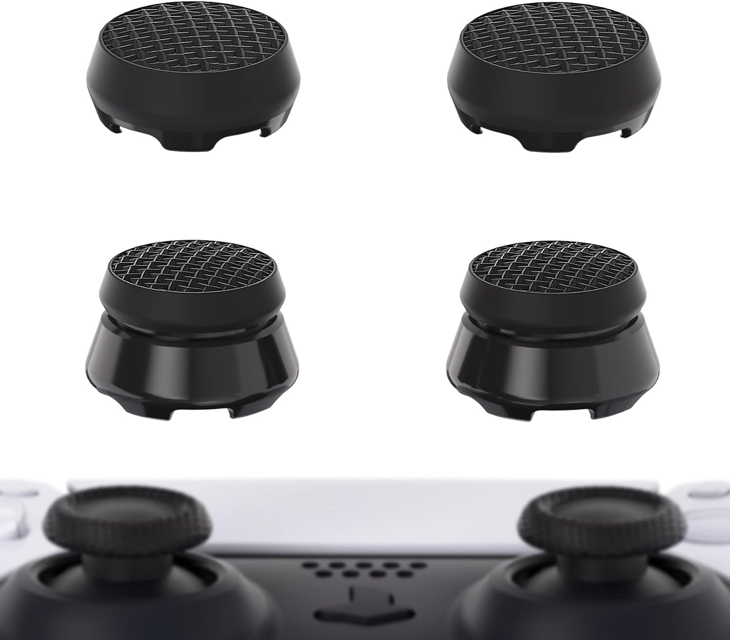 Playvital Thumbs Pro Armor Thumbstick Extender for Ps5 Wireless Controller Thumb Grips, Joystick Caps Grip for Ps5 Controller - 2 High Raise and 2 Mid Raise Dome - Black image number 2