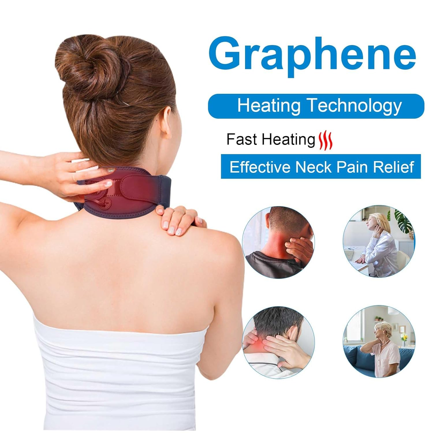 HONGJING Heating Neck Brace for Neck Support and Pain Relief, Soft Foam Cervical Collar with Heat for Wrap Align Stabilize Vertebrae image number 4