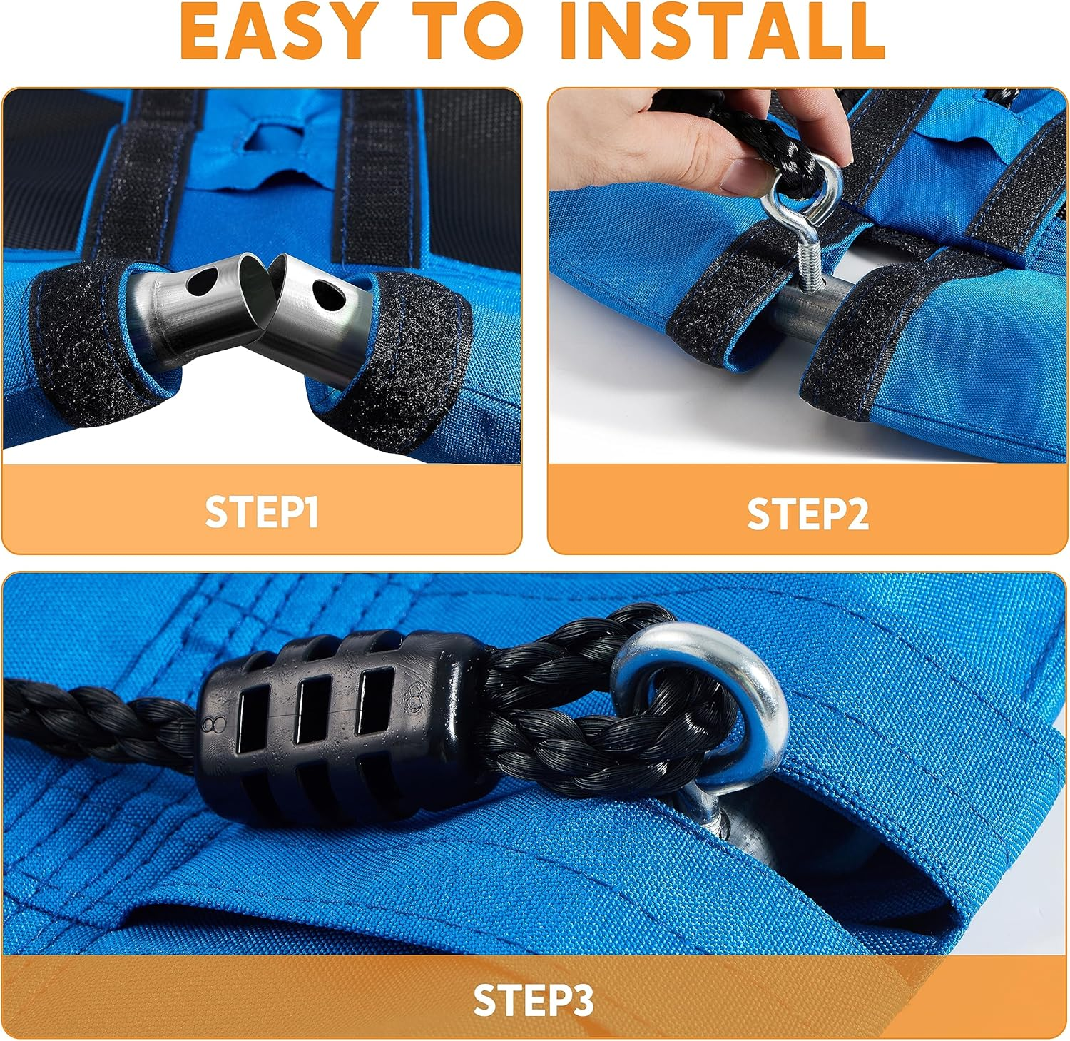 TURFEE 40" Saucer Tree Swing Set - 700Lb Weight Capacity, 900D Oxford Waterproof, with Hanging Straps Swings for Kids Playground Outdoor Activity Backyard Daily Exercise Fun(Blue) image number 5