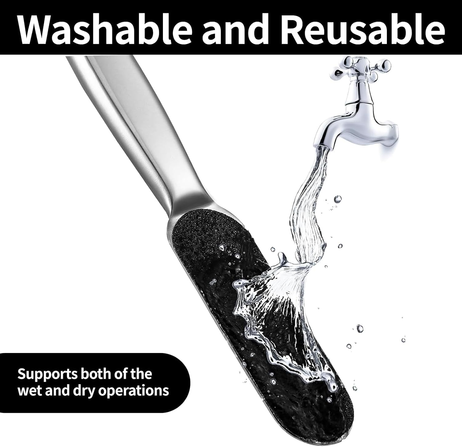 Wjelet Callus Removal Foot Set, Foot File with 20 Replacement Sandpapers, Double-Sided Callus File for Wet and Dry Feet, Stainless Steel Callus Remover for Smooth and Nourished Foot Skin image number 6