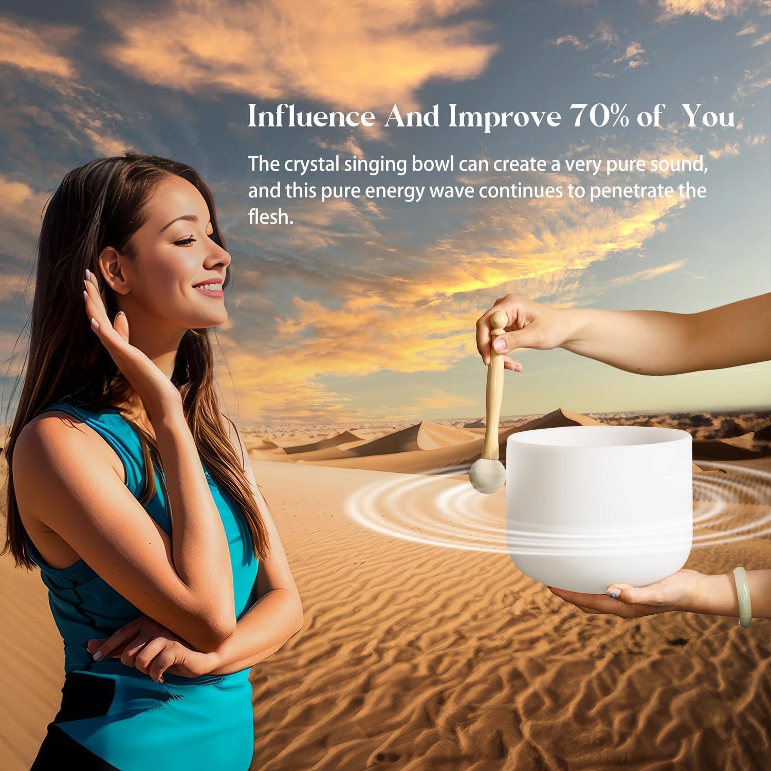 Lycrystal Couple of 2 PCS Crystal Singing Bowl Set, 8'' F Note Heart Chakra and 10'' C Note Root Chakra, Sound Bowl Meditation Set for Healing with Carry Case Bag., White, (FBA-8F10C)