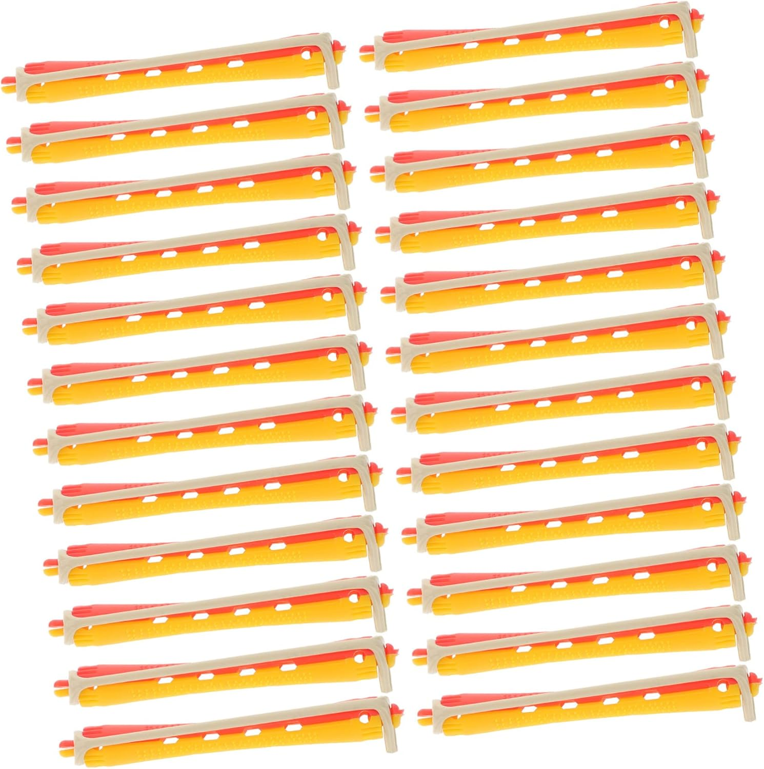 Ipetboom Pack of 24 Hollow Rollers with Elastic Band, Natural Curler, Barber, Perm Bars, Perm Rods, for Hair, Curling Irons, Cold Perms, Cold Burning, Plastic Hair Stick for Men image number 1