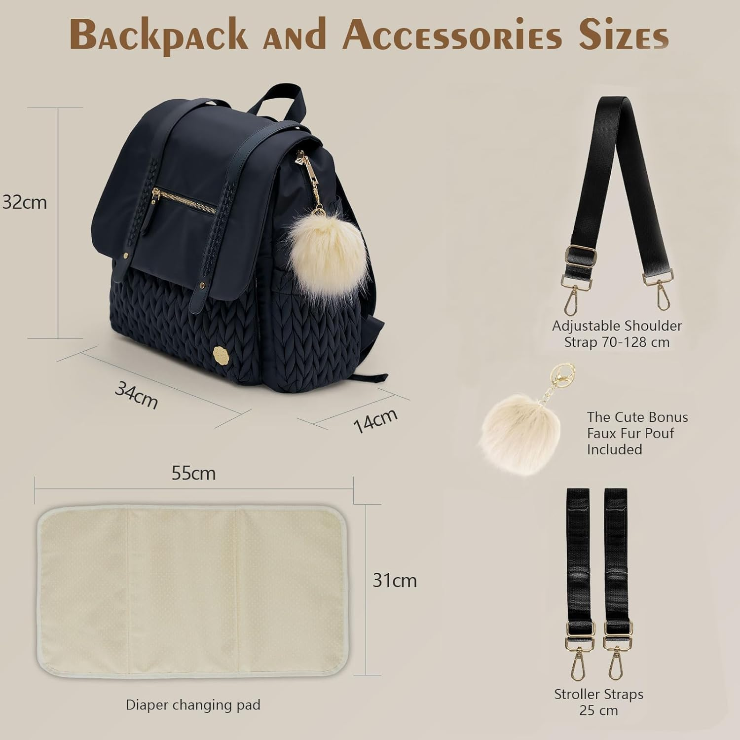 Diaper Bag Backpack Large Capacity Convertible Travel Back Pack Waterproof Baby Bag for Mom and Girl image number 1