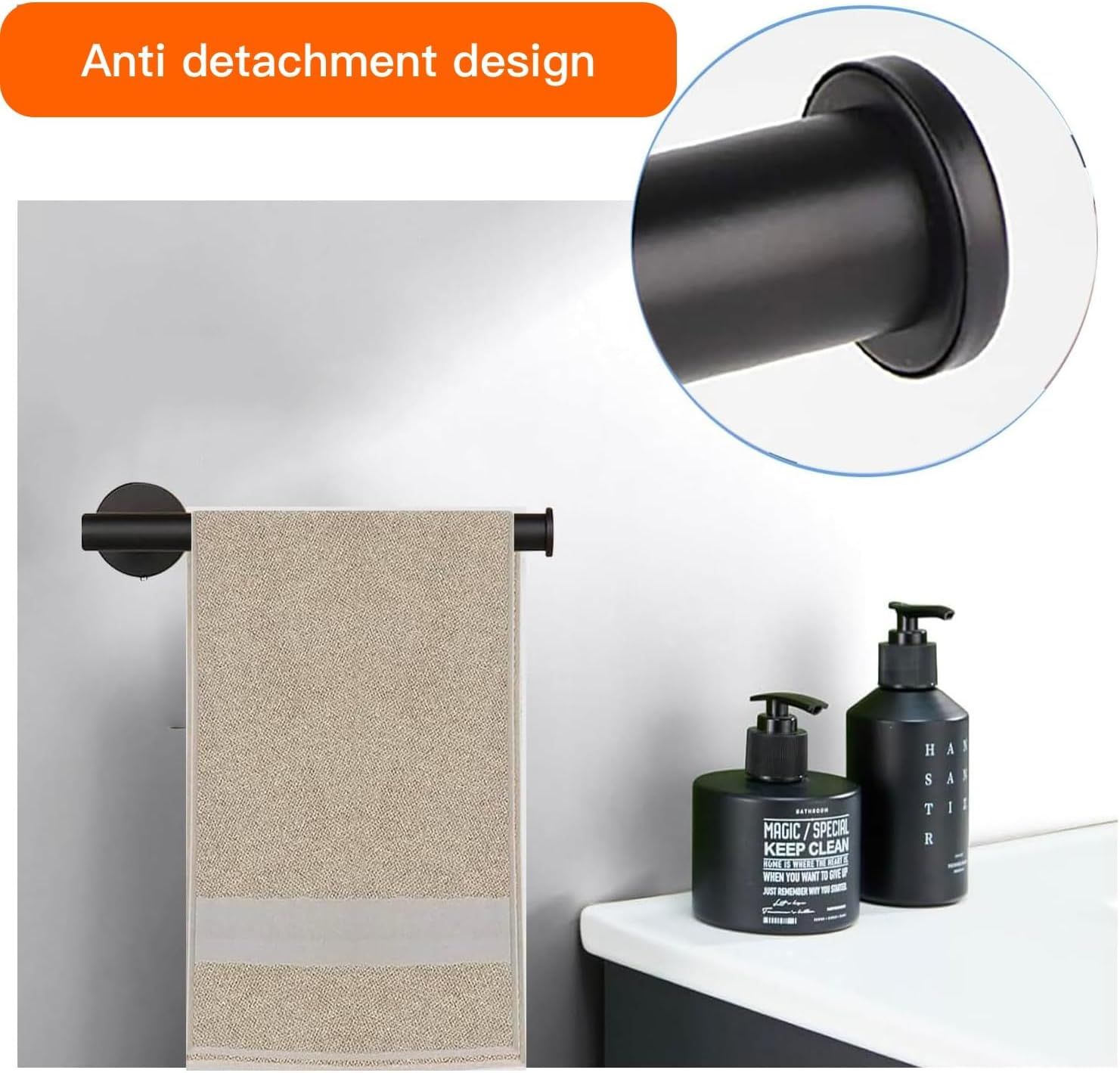 Hand Towel Holder, Towel Ring - Thicken SUS 304 Stainless Steel Hand Towel Holder for Bathroom Wall，33 Cm (1, Matte Black) - 1, Matte Black image number 4