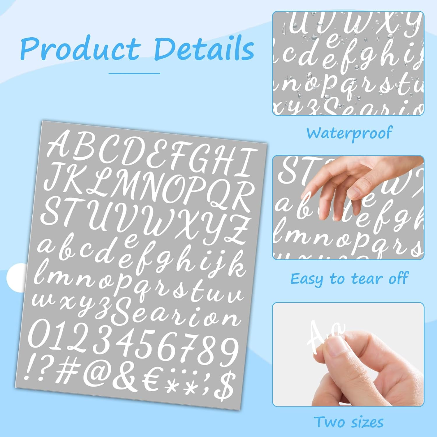 12 Sheets Vinyl Letters Numbers Stickers Kit,1008 Pcs 1 Inch Self Adhesive DIY Cursive Sticker Alphabet Number Letter Decal for Signs, Classroom Decor, Door Window,Office,Mailbox,Crafts (White) - Black image number 6