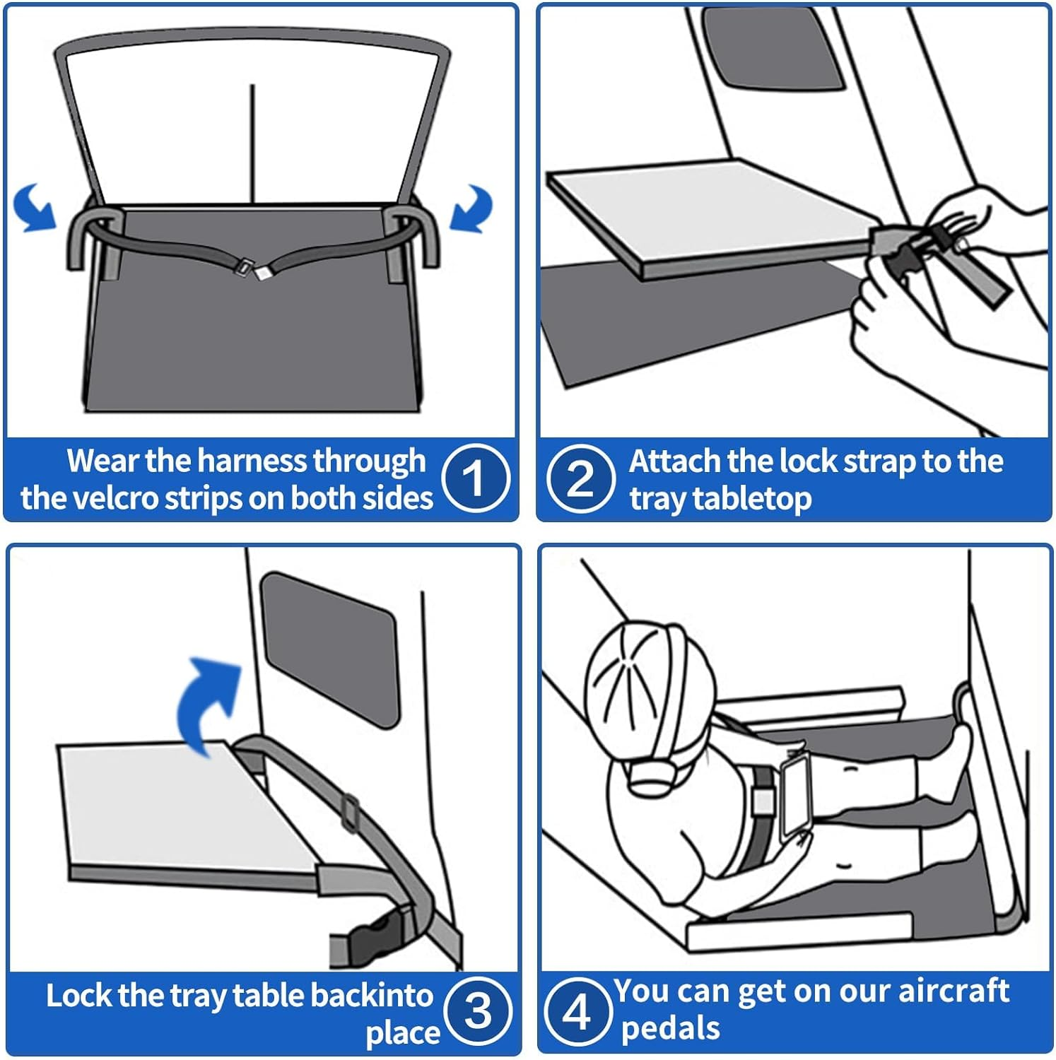 Toddler Airplane Footrest Airplane Seat Extender - Toddlers Portable Foot Rest Travel Bed Airplane Travel Accessories for Kids Hammock for Flights Leg Rest for Kids (Grey) image number 3