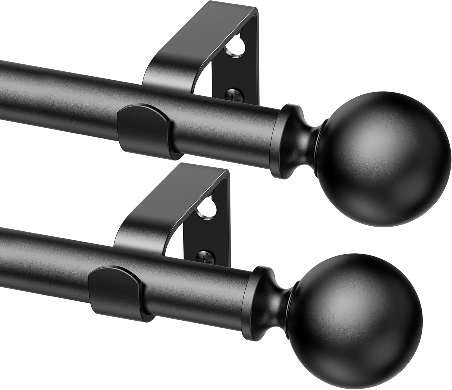 Curtain Rods 213 Cm, 235-Cm Rod Adjustable Length Heavy Duty Decorative Finials Diameter 2.2 Cm,Black image number 4
