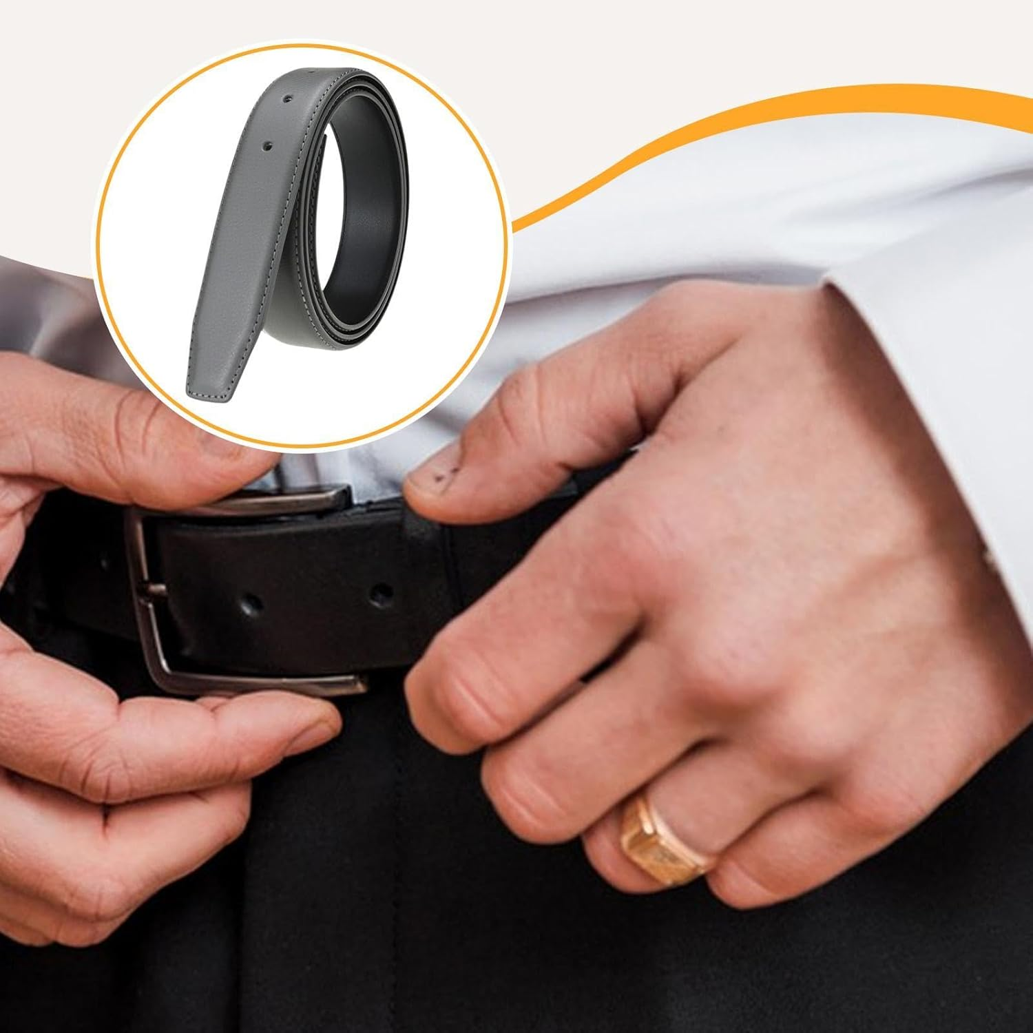 Men Belt Strap Clothing Accessory with Hole 1.30Inch Width Replacement for Work image number 5