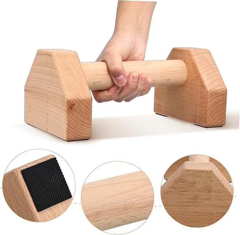 1 Pair Wooden Push up Handle for Floor with Accessories, Calisthenics Equipment for Handstand Pushups, Dips, L-Sit, Fitness Gymnastics, Home Workout, Durable & Stable Push up Bars for Men & Women image number 1