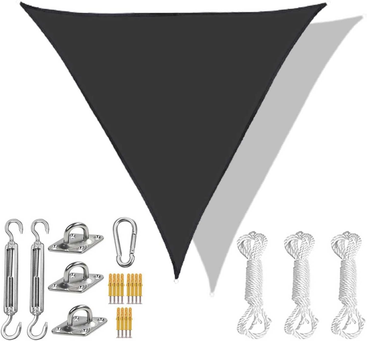 Beige1,Jyhcd Triangle Sun Shade Sail, 6.5 X 6.5 X 6.5Ft Waterproof Sunshade Awning Canopy with Fixing Kit,Outdoor UV Block Triangle Shade Sail Canopy Shelter for Garden Patio or Backyard