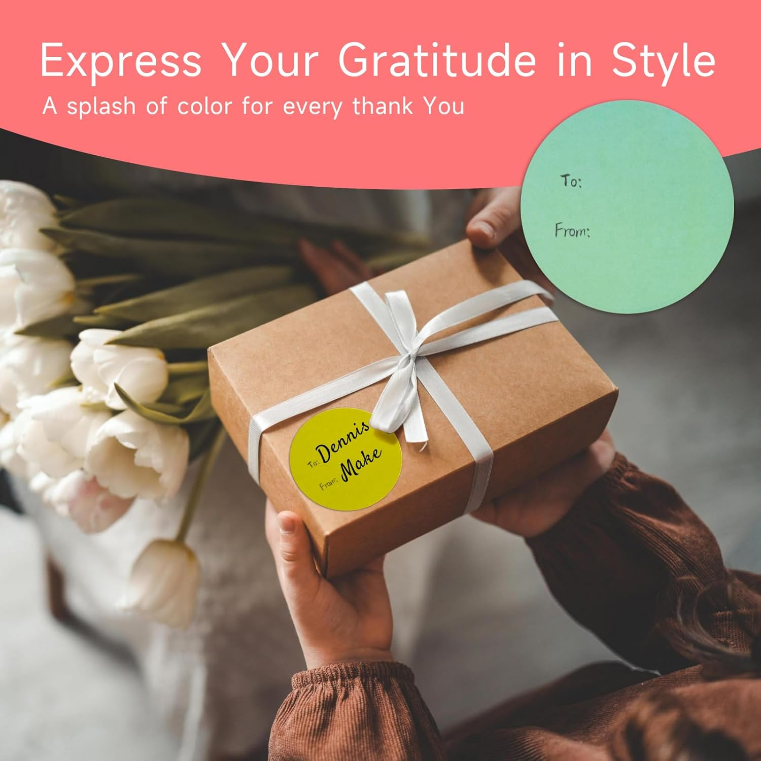 315Pcs Gift Tag Stickers to and From,9 Colors, 2.5 Inch (6.5CM) Self-Adhesive round Labels for Birthday, Wedding, Christmas Presents, Party Favors & Best Regards Gift Wrapping image number 5