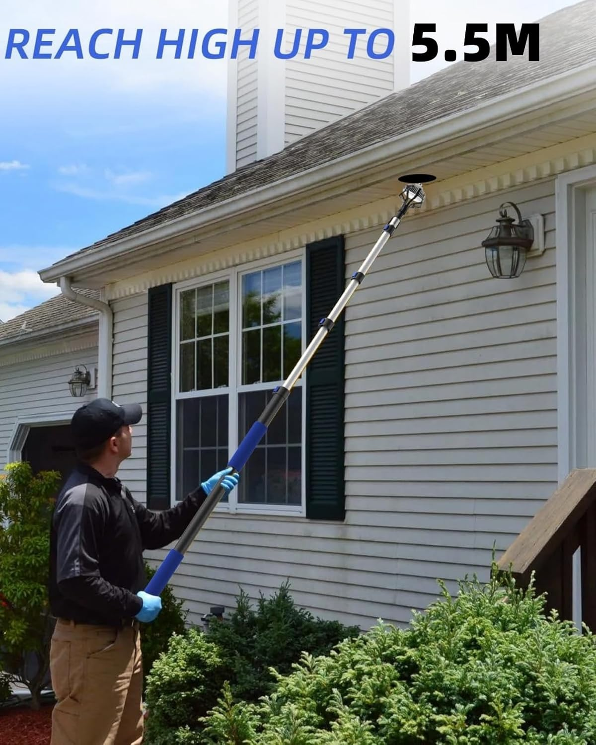 Ssumght 5.5M Reach Light Bulb Changer for High Ceilings with Telescopic Extension Pole, 1-3.6M Light Bulb Extension Pole Changer with Basket and Suction Cup for High Ceilings and Recessed Light,3.6M image number 1