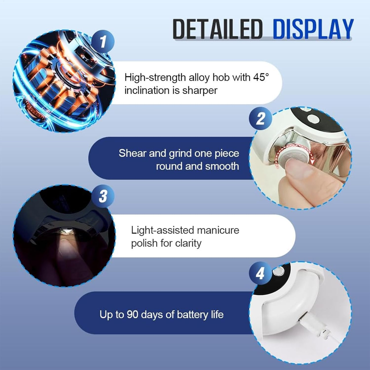 Electric Nail Trimmer, Rechargeable Automatic Nail Trimmer, Portable Nail Grinder, Nail Polishing Machine, Nail Care Grinder, Nail Trimmer for Children, Automatic Nail Grinder image number 3