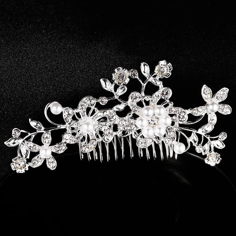 Poemtian Bride Wedding Hair Clip Comb, Women Hair Combs Accessories,Crystal Hair Pins Bridal Hair Comb Wedding Hair Accessories Decorative Hair Comb Clips for Women for Party Wedding Prom Bridesmaid image number 2
