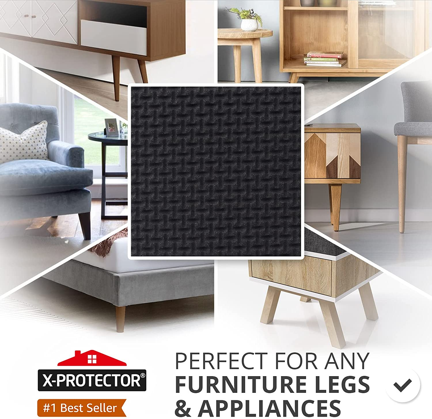 X-Protector Non Slip Furniture Pads &ndash; 12 Premium Furniture Grippers 3"! Best Selfadhesive Rubber Feet Furniture Feet &ndash; Ideal Non Skid Furniture Pad Floor Protectors &ndash; Keep Furniture in Place! image number 5