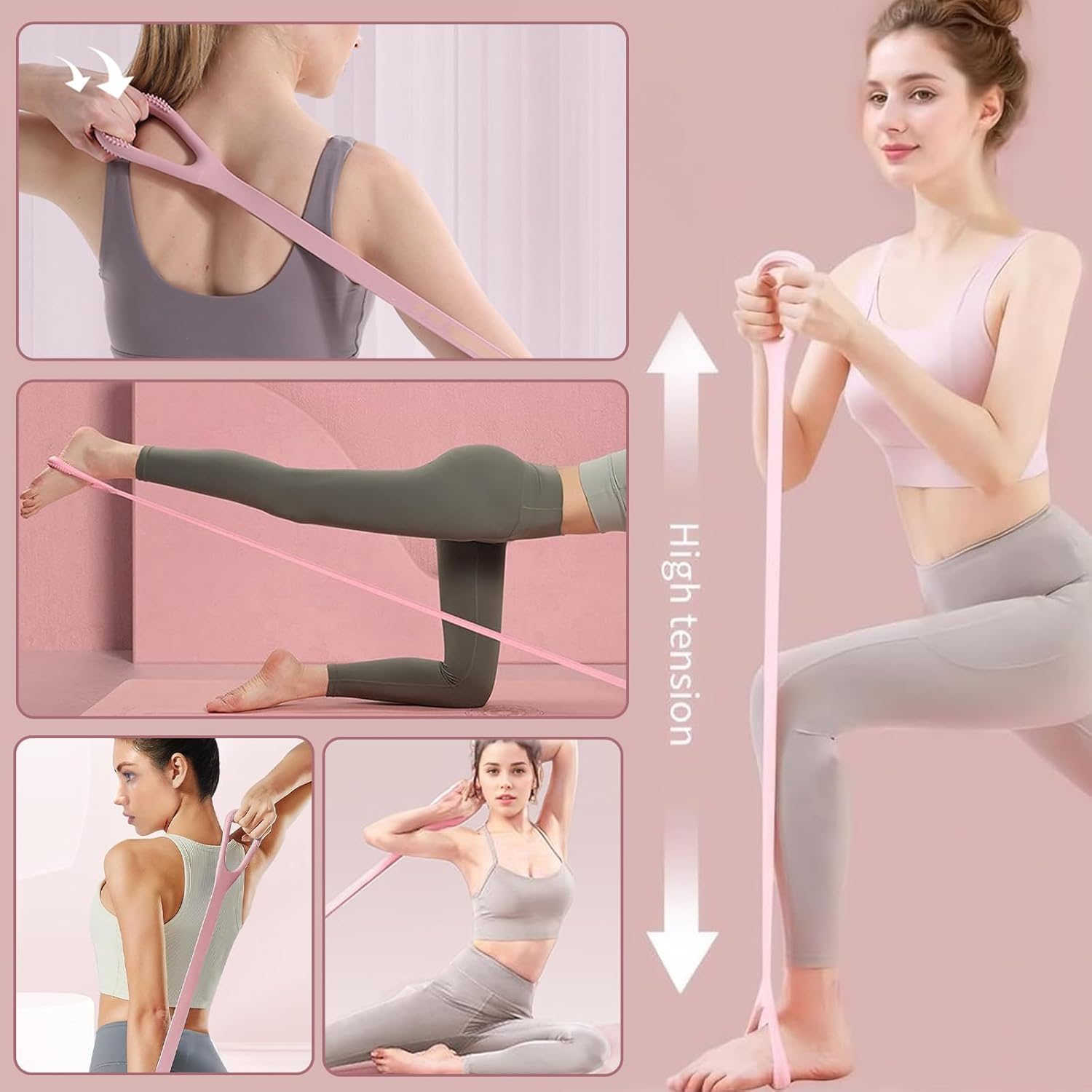 Stretch Band for Exercise, Physical Therapy, Resistance Band for Arm, Back, Shoulder Workout, Elastic Rope for Yoga, Pilates Foot, Leg Stretcher, Hand Exerciser for Home Gym, Strength Training image number 3