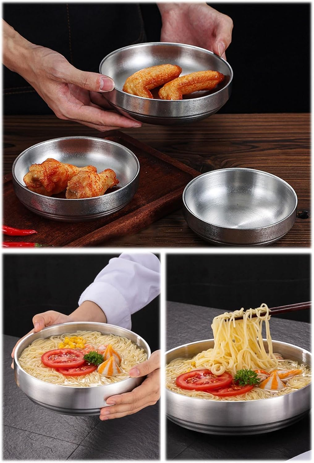 Pack of 2 Stainless Steel Cat Bowls, Metal Flat Feeding Bowl for Cats and Cats, Drop-Proof Cat Bowl, Wide, Flat, Easy to Clean, 14 Cm Wide Bowl, Perfect for Beards