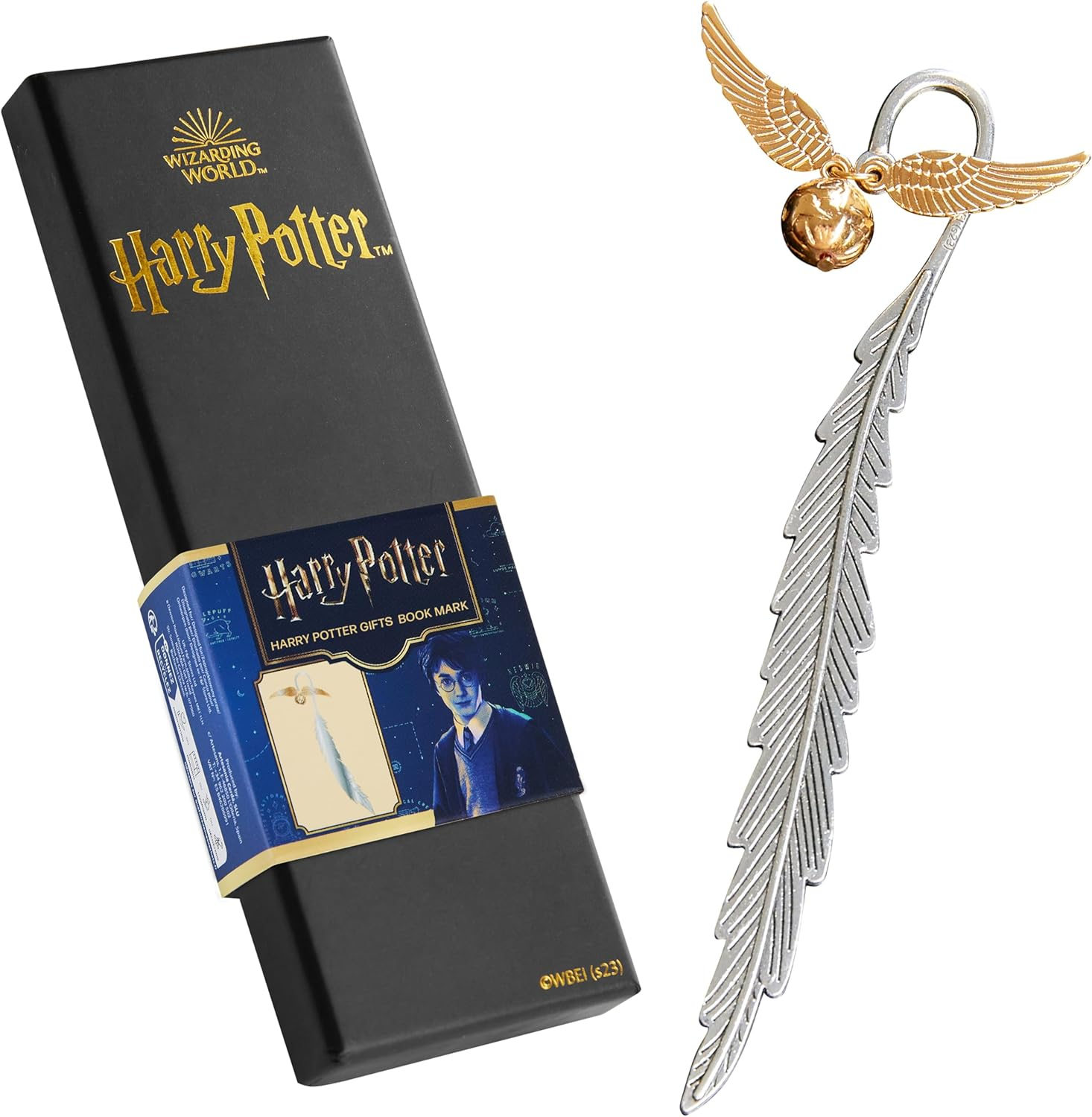 Harry Potter Metal Bookmark with Hanging Charm Golden Snitch Hogwarts Reading Gifts Book Lovers Gift Box (Golden Snitch) image number 1