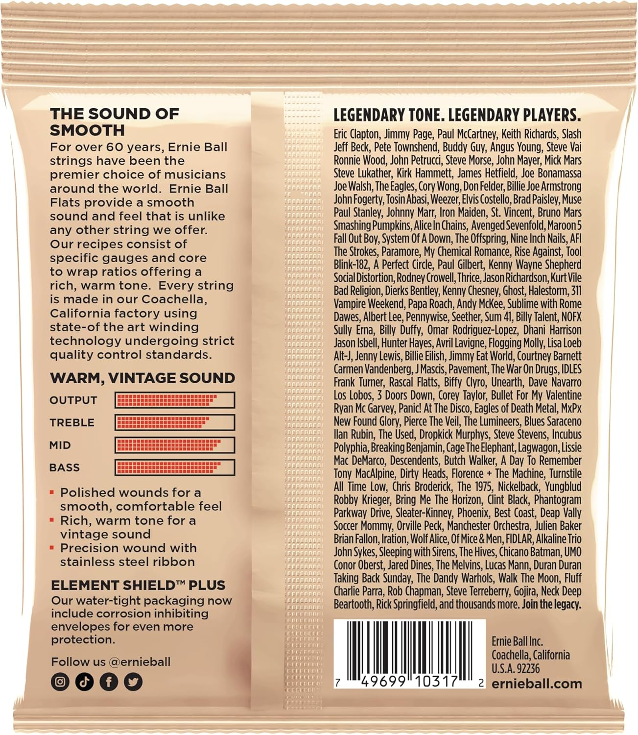 Ernie Ball Medium-Light Flatwound Electric Guitar Strings - 12-52 Gauge image number 2