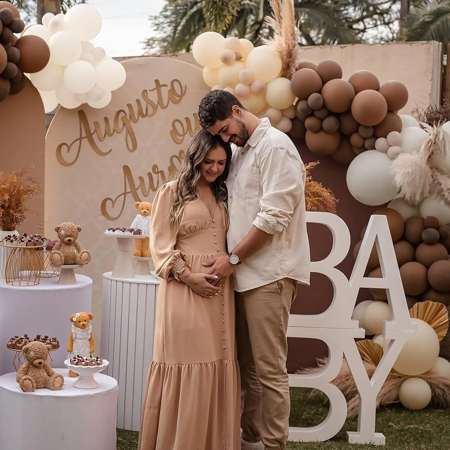 Nude Balloon Arch Kit, Beige Balloons Garland Kit for Birthday Decoration, 137 Pcs Khaki Brown Beige White Balloons, Nude Balloon Arch for Birthday Party, Baby Shower Decorations image number 3