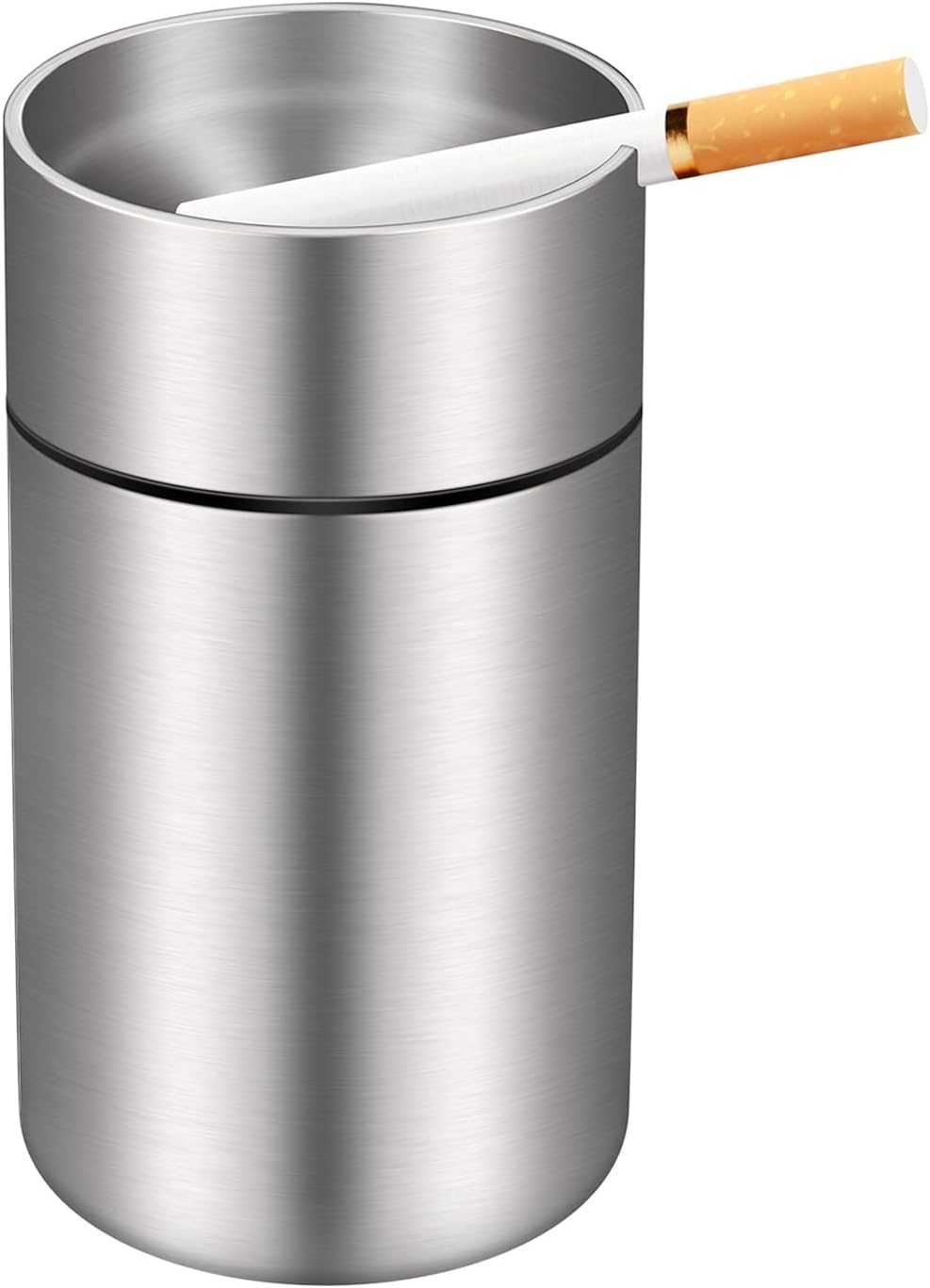 Silvery Car Ashtray with Funnel Cover,Stainless Steel Ashtray Suitable for All Cars image number 4