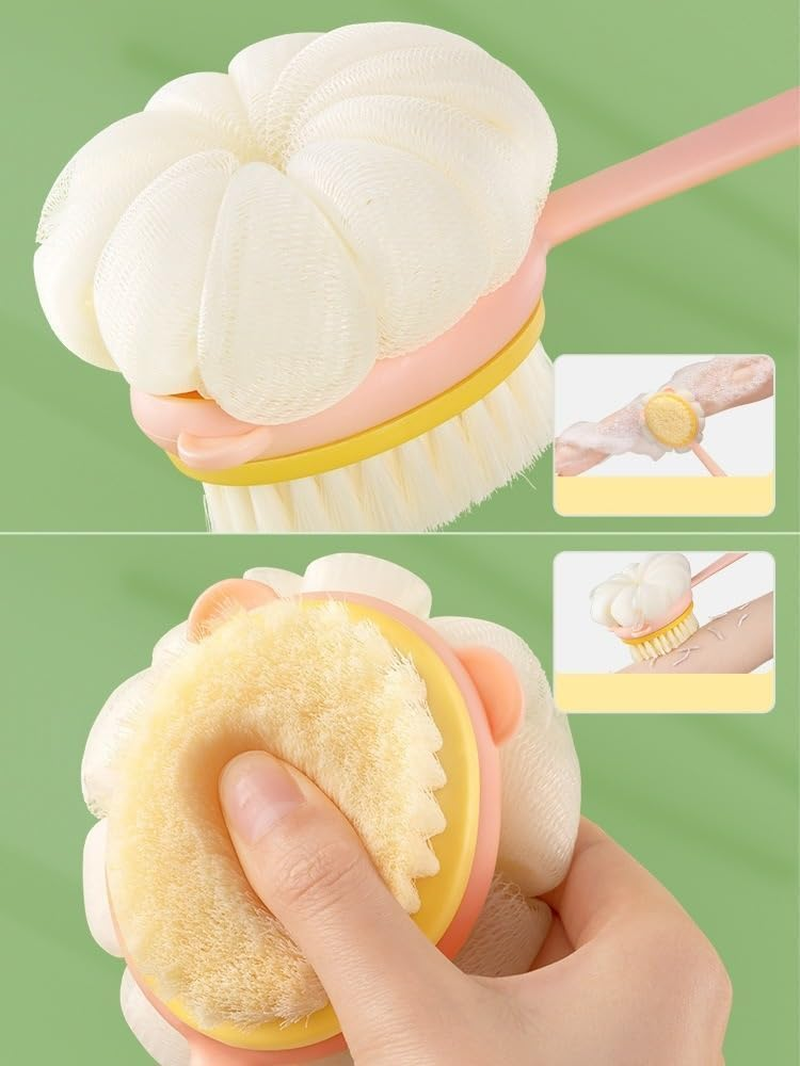 Bath Brush, Long Handled Bath Massage Cleaning Brush, Shower Brush Exfoliating Bath Shower Brush with Back Scrubber for Shower (Pink, One Size) image number 6