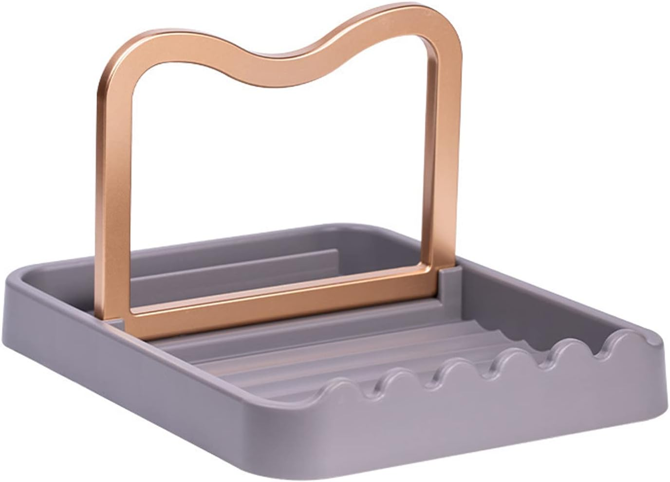 Spoon Rest with Pot Lid Holder for Kitchen Counter, Spatula Spoon Fork Holder for Cooking, Ladle Pot Lid Utensil Rest Kitchen Gadgets Accessories for Cooking (Grey) - Green image number 3