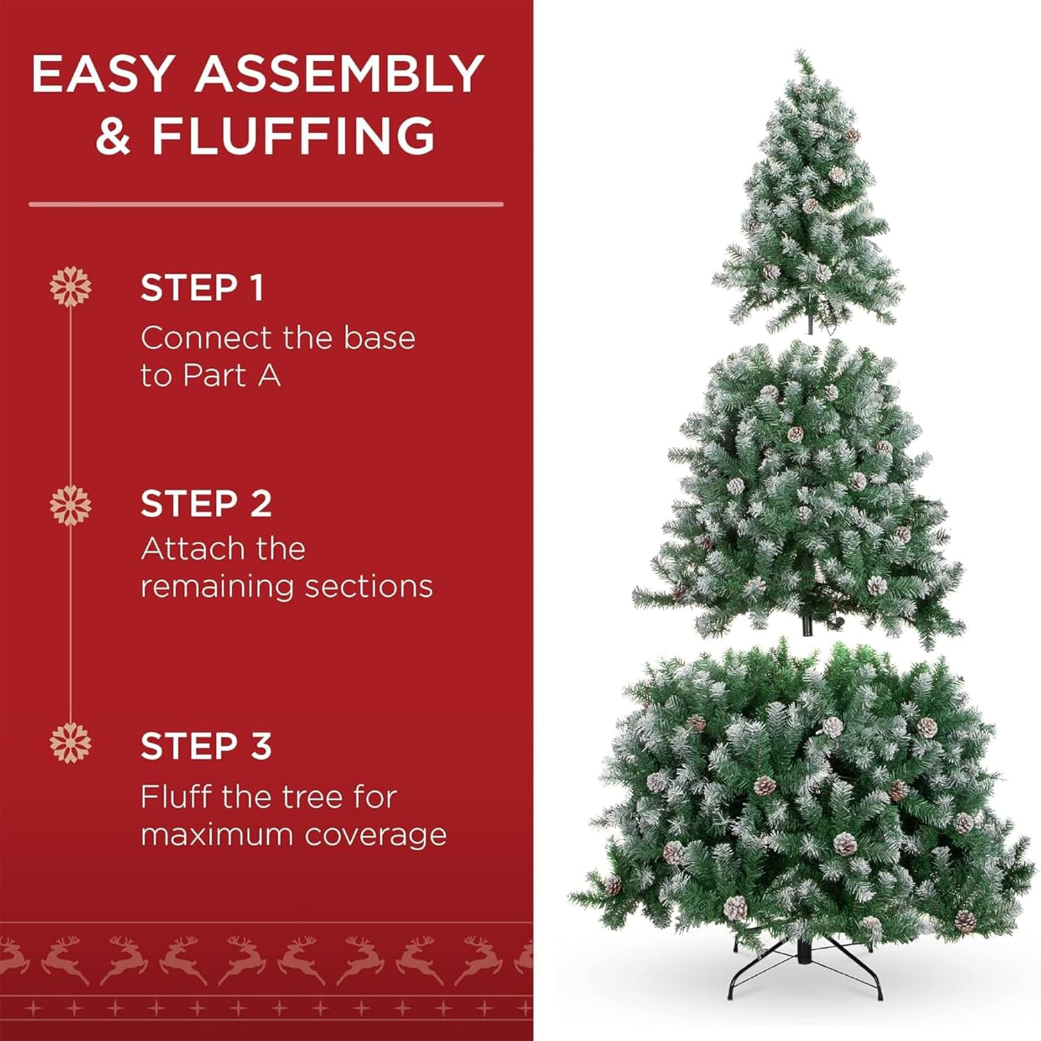 6Ft/180Cm Artificial Christmas Tree, Xmas Tree with Foldable Stand for Indoor Home Office Party Decoration, Green image number 2