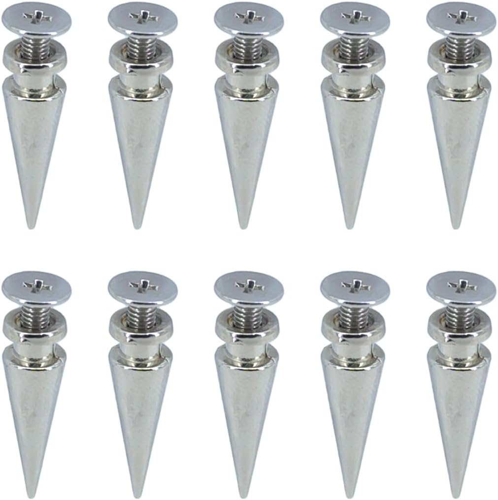 Megoto 100 Sets Cone Spikes Screwback Studs Rivets Metal Spikes Studs for Punk Style Clothing Bullet Shoes Bags Dog Collars Accessories DIY Craft Decoration (Cone 7X10Mm)