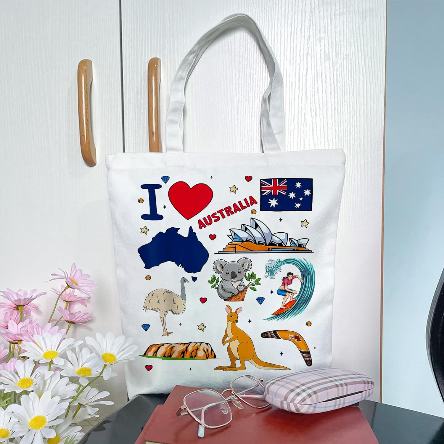 Kangaroo Koala Lover Gift Australian Animals Tote Bag Platypus Crocodile Shopping Grocery Bag image number 4