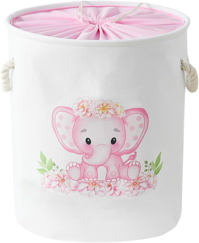 Inough Baby Hamper Laundry Basket, Laundry Hamper for Boys, Kids Storage Basket Animal Basket, Safari Nursery Decor Toy Storage Organizer with Drawstring Closure Nursery Hamper for Toddler(Giraffe)